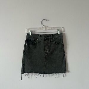 Madewell Distressed Black Denim Mini Skirt